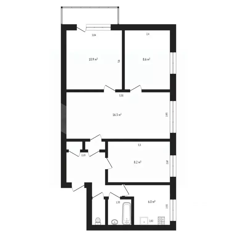 4-к кв. Тюменская область, Тюмень Парковая ул., 2А (63.0 м) - Фото 1