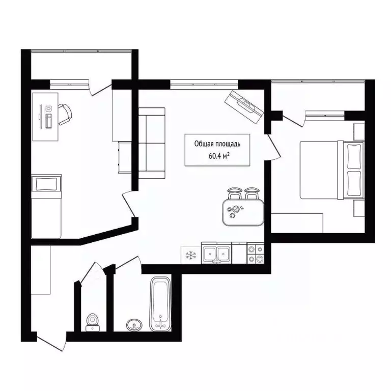 3-к кв. Новосибирская область, Новосибирск Вилюйская ул., 15 (60.4 м) - Фото 1