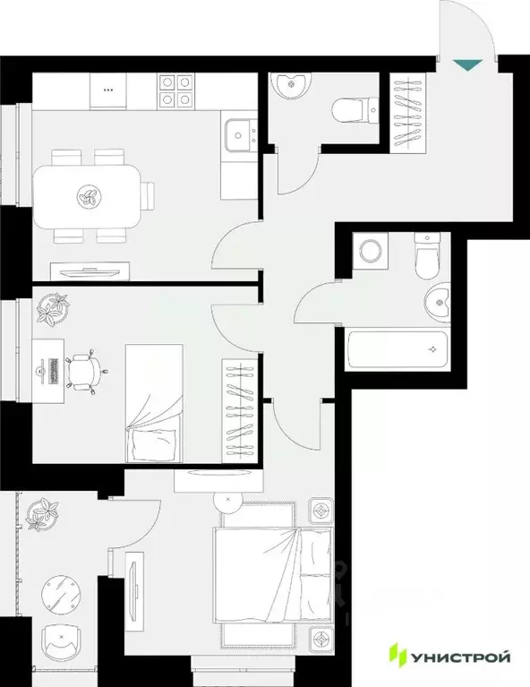 2-к кв. Татарстан, Казань ул. Фатыха Амирхана, 12литА (55.79 м) - Фото 0