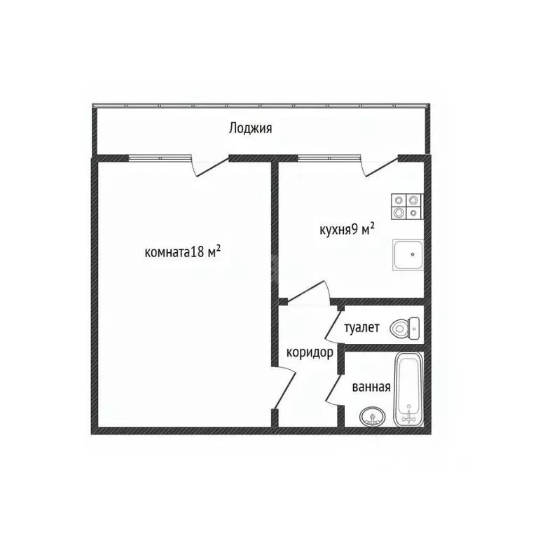 1-к кв. Белгородская область, Белгород ул. Есенина, 40 (33.9 м) - Фото 2