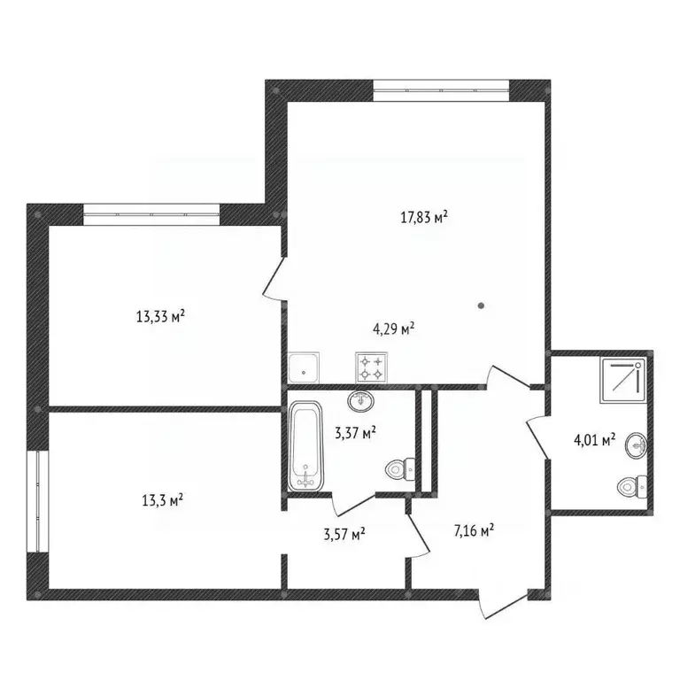 3-к кв. Башкортостан, Уфа ул. Гали Ибрагимова, 5/3 (69.5 м) - Фото 2
