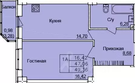 1-к кв. Ростовская область, Ростов-на-Дону Белокалитвинская ул. (49.36 ... - Фото 0