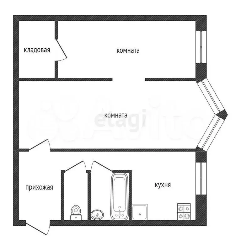 2-к. квартира, 43 м, 5/5 эт. - Фото 0