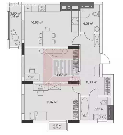 2-комнатная квартира: посёлок Малое Исаково, Первая улица, 1к4 (70.4 ... - Фото 1
