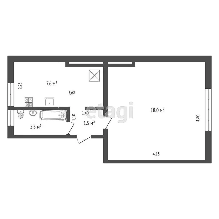 1-комнатная квартира: Калининград, Мукомольная улица, 27 (30 м) - Фото 0
