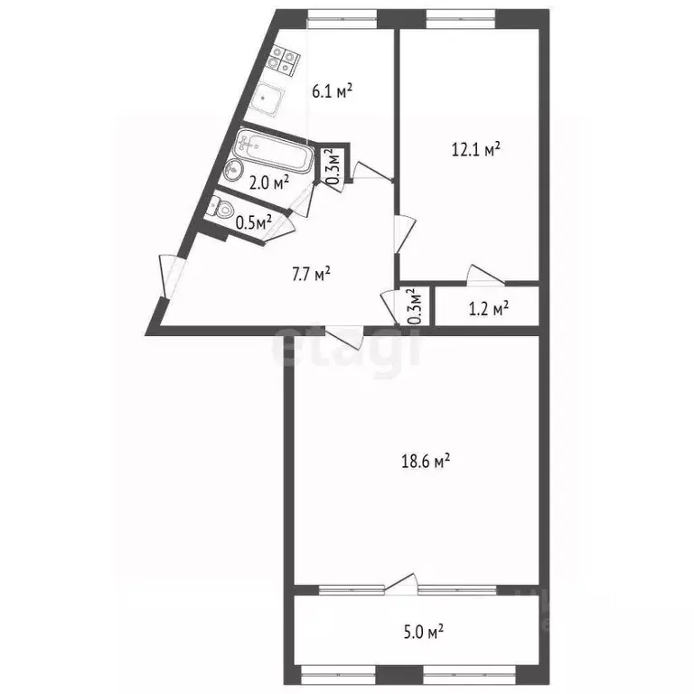 2-к кв. Севастополь просп. Октябрьской Революции, 57 (51.6 м) - Фото 1