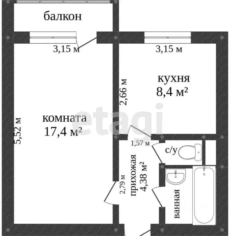 1-к кв. Белгородская область, Белгородский район, Северный городское ... - Фото 2