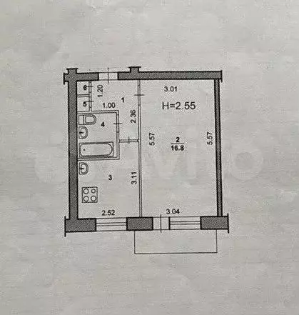 1-к. квартира, 30,3 м, 3/5 эт. - Фото 0