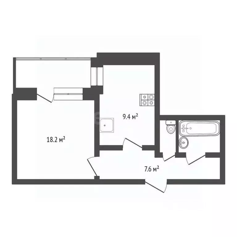 1-к кв. Воронежская область, Воронеж Спортивная наб., 23 (38.8 м) - Фото 1