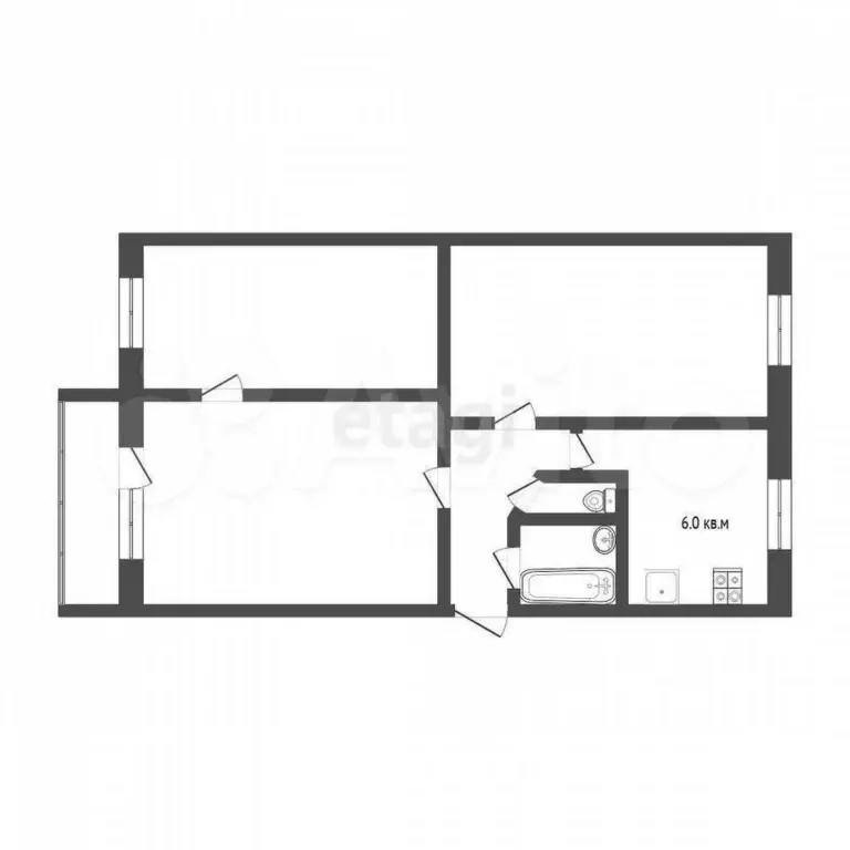 3-к. квартира, 58,9 м, 3/5 эт. - Фото 0