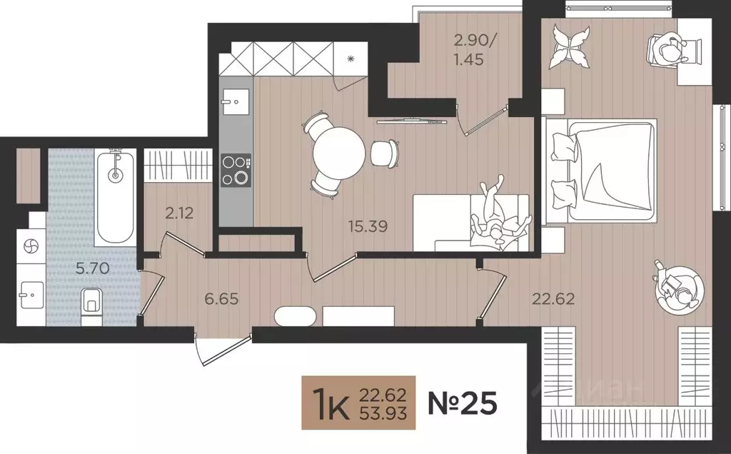 1-к кв. Калининградская область, Калининград Мой Город жилой комплекс ... - Фото 1