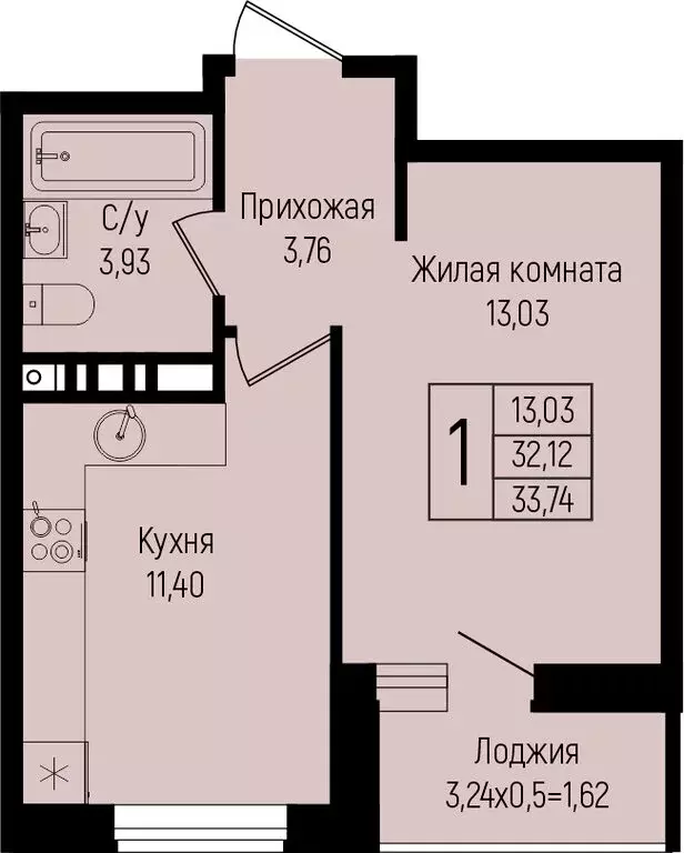 1-комнатная квартира: Краснодар, отделение № 2 Агрофирмы Солнечная ... - Фото 0