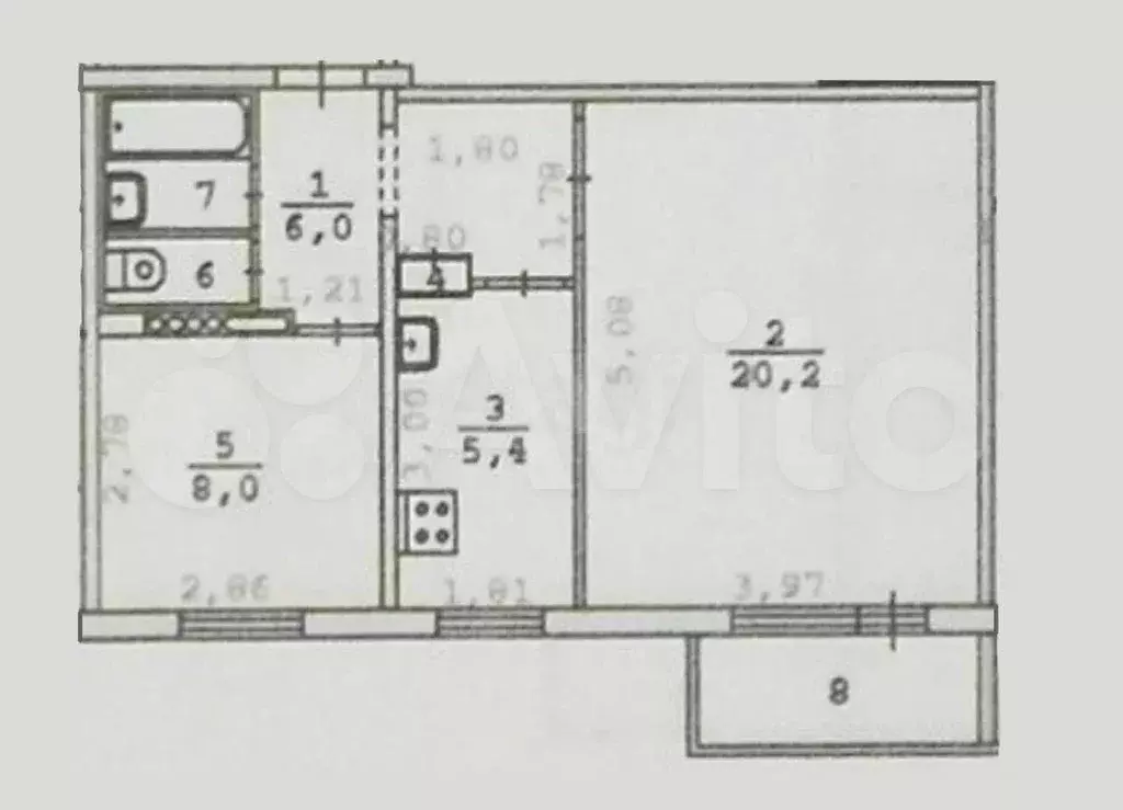 2-к. квартира, 43,1 м, 5/9 эт. - Фото 0