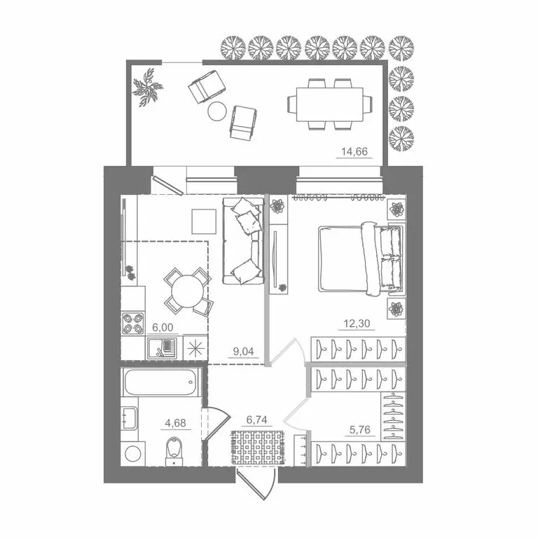 Квартира-студия: Кольцово, микрорайон Спектр, 9 (59.18 м) - Фото 2