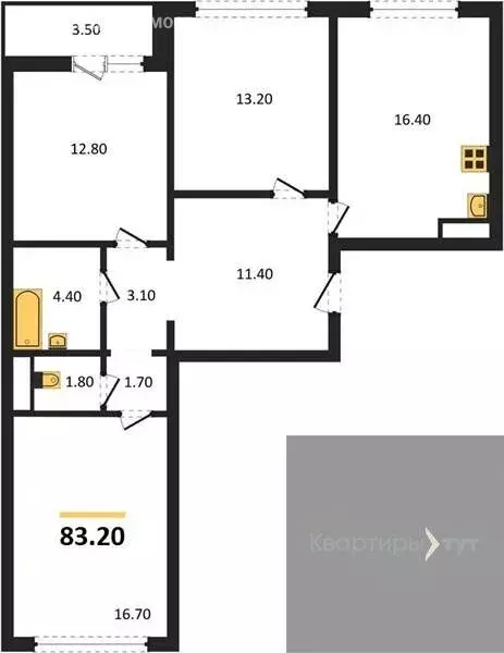 3-комнатная квартира: Воронеж, улица Полковника Богомолова, 7 (83.2 м) - Фото 0