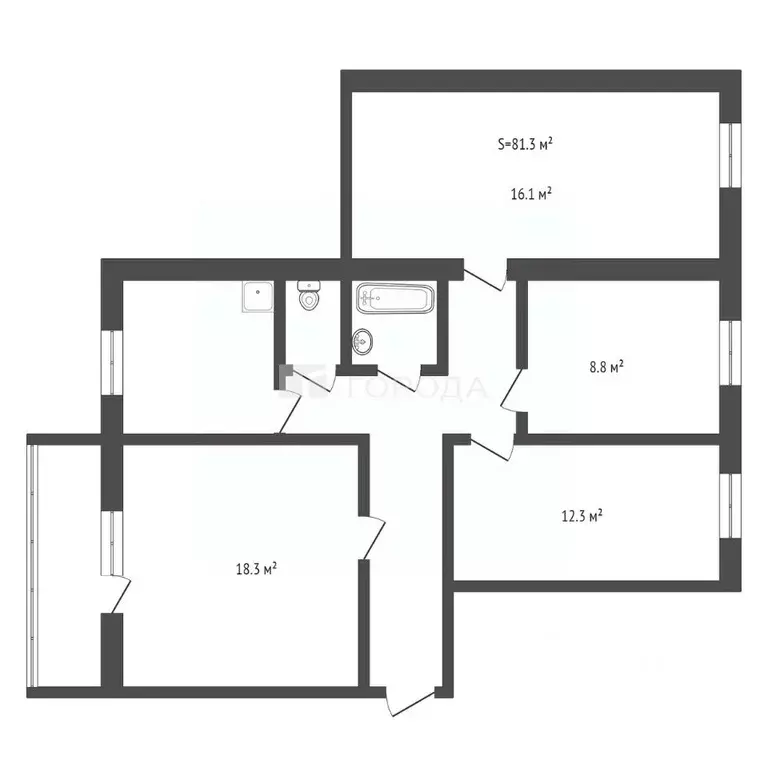 4-к кв. Кемеровская область, Новокузнецк просп. Мира, 8 (81.3 м) - Фото 2
