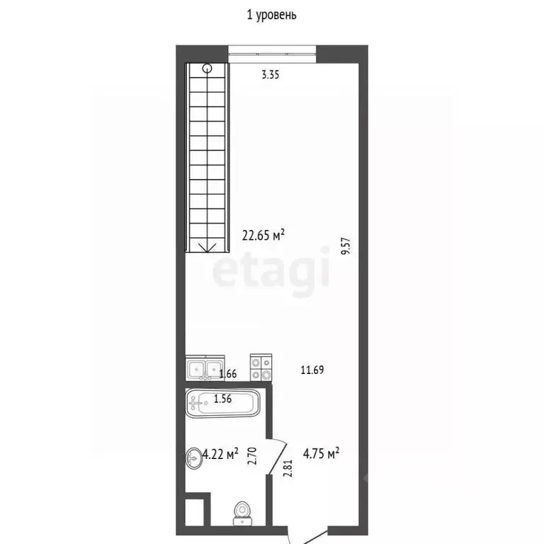 1-к кв. Тюменская область, Тюмень ул. Чернышевского, 1Б (50.5 м) - Фото 1