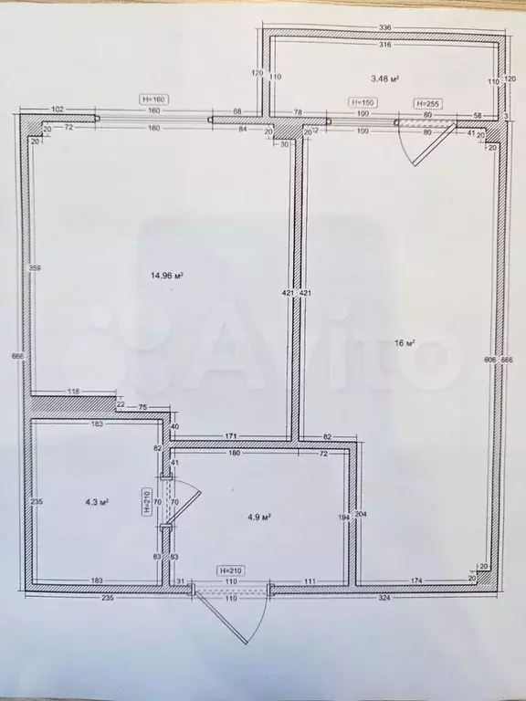 2-к. квартира, 42,5 м, 4/4 эт. - Фото 0