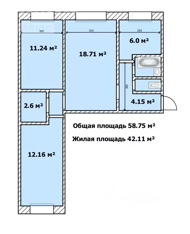 3-к кв. Ульяновская область, Ульяновск ул. Пожарского, 27 (58.8 м) - Фото 1