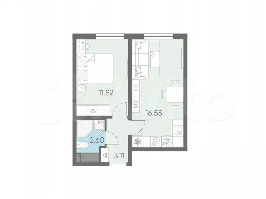 1-к. квартира, 34,1 м, 3/22 эт. - Фото 0