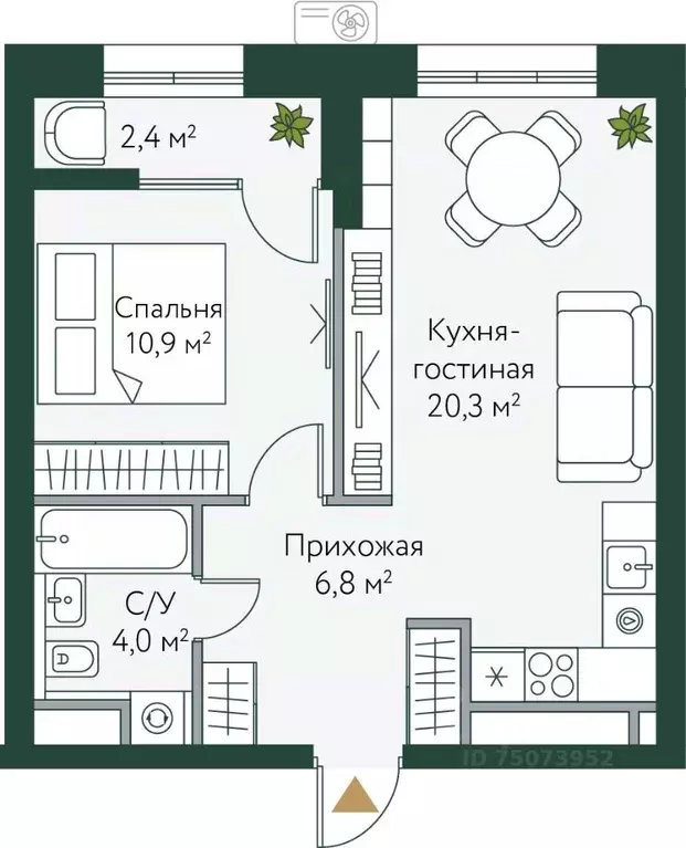1-к кв. Волгоградская область, Волгоград Новосибирская ул., 74с1 (44.4 ... - Фото 0