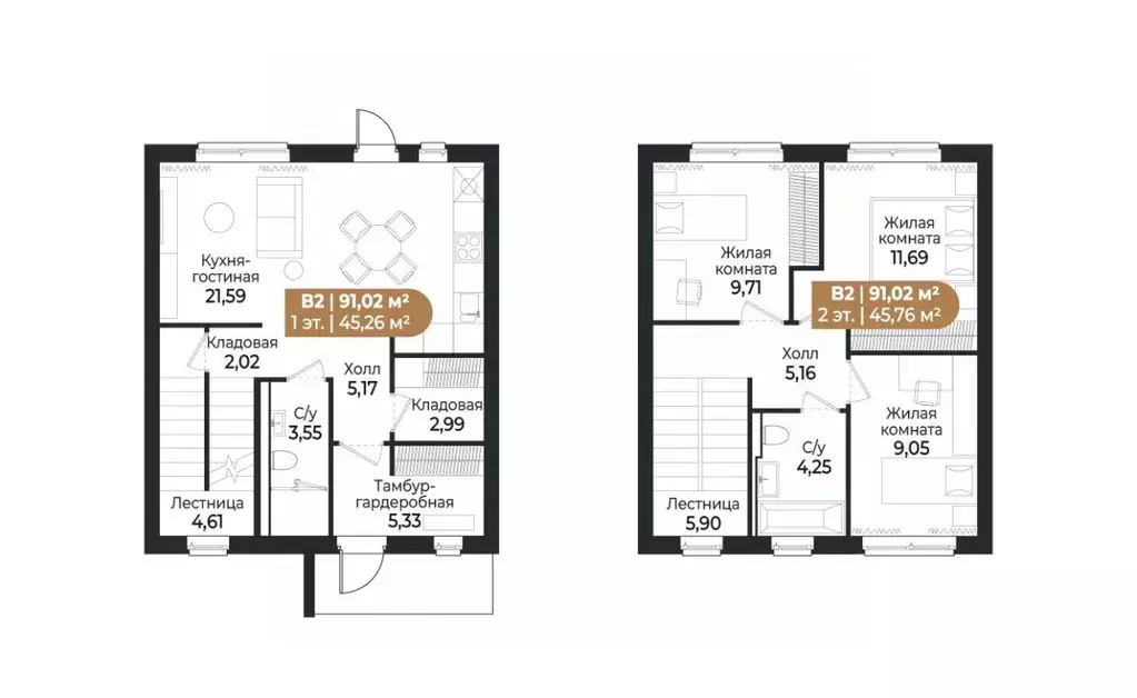 Таунхаус в Ленинградская область, Всеволожск ш. Южное (91 м) - Фото 1