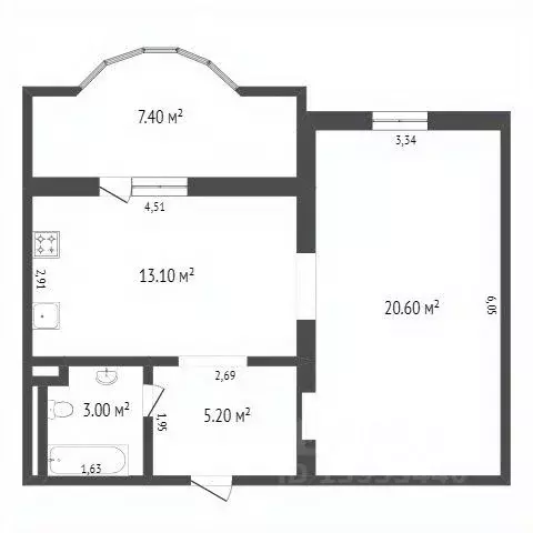 1-к кв. Тюменская область, Тюмень ул. Николая Федорова, 12к4 (43.0 м) - Фото 0