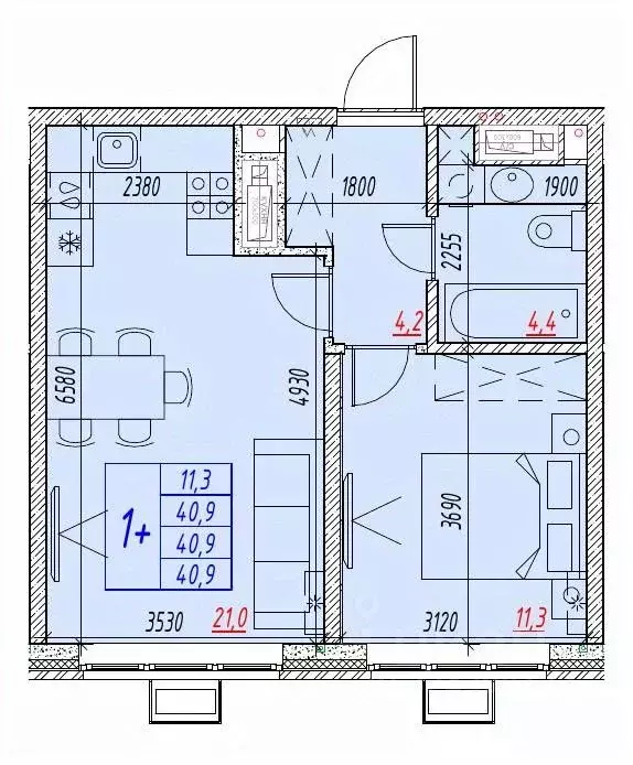2-к кв. Астраханская область, Астрахань ул. Бэра, 29 (40.9 м) - Фото 2