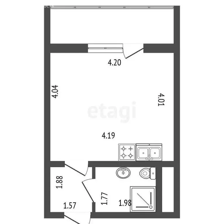 Квартира-студия: Кудрово, Европейский проспект, 13к2 (23 м) - Фото 0