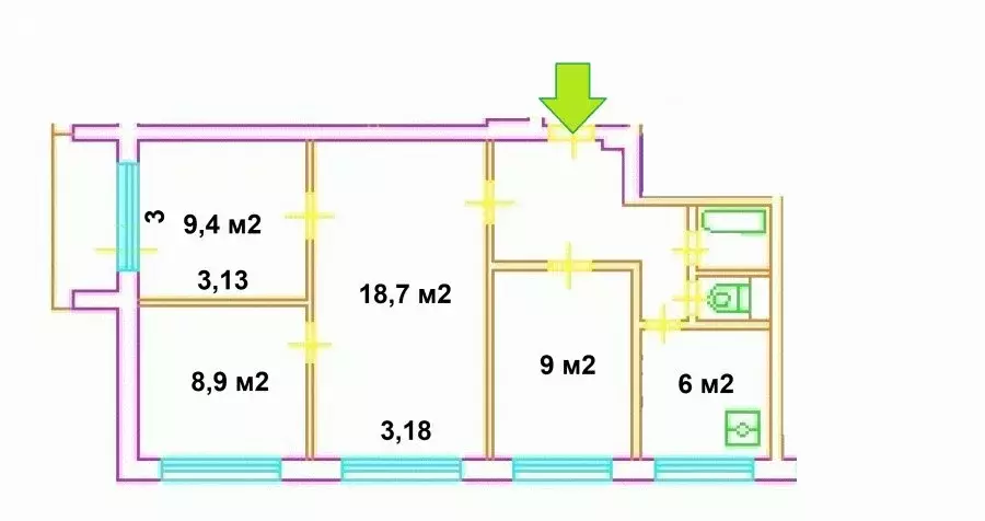 4-комнатная квартира: Москва, Чертановская улица, 34к1 (62.3 м) - Фото 1