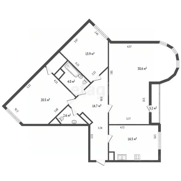 3-к кв. Санкт-Петербург ул. Савушкина, 124к1 (116.9 м) - Фото 2