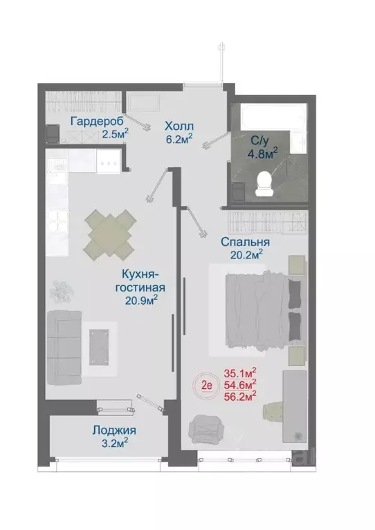 2-к кв. Воронежская область, Новоусманский район, пос. Отрадное ул. ... - Фото 1