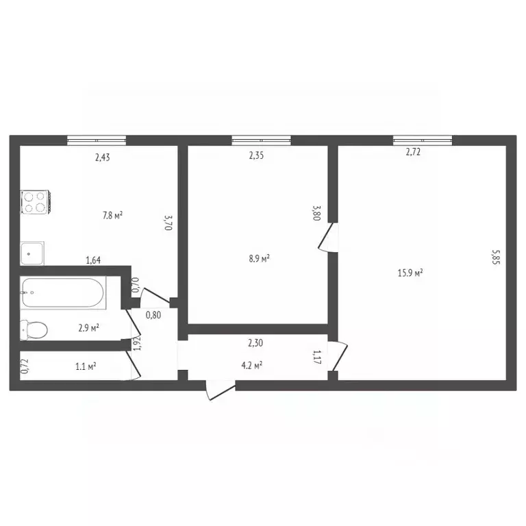 2-к кв. Амурская область, Благовещенск Студенческая ул., 43/1 (69.0 м) - Фото 1