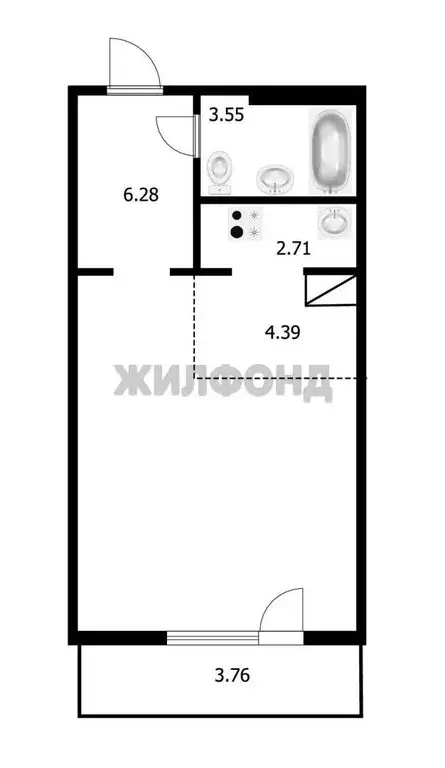 Квартира-студия: Новосибирск, улица Виктора Шевелёва, 38/1 (37.9 м) - Фото 0
