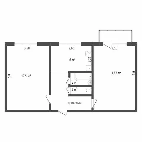 2-комнатная квартира: Ачинск, 5-й микрорайон, 36 (44.3 м) - Фото 1