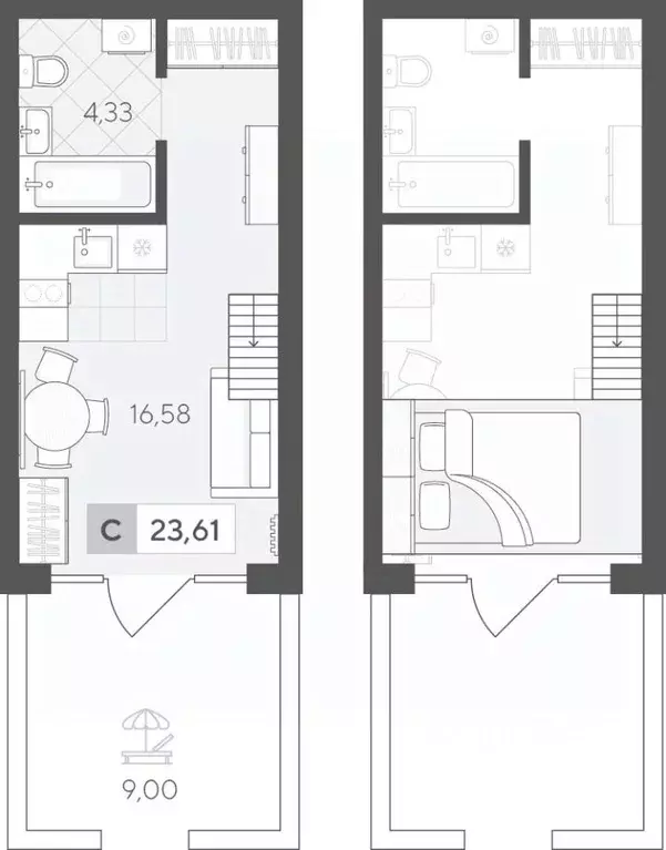 Студия Тюменская область, Тюменский район, д. Падерина ул. Сергея ... - Фото 1