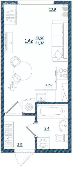 Квартира-студия: Ярославль, Дядьковская улица, 16А (21.3 м) - Фото 2