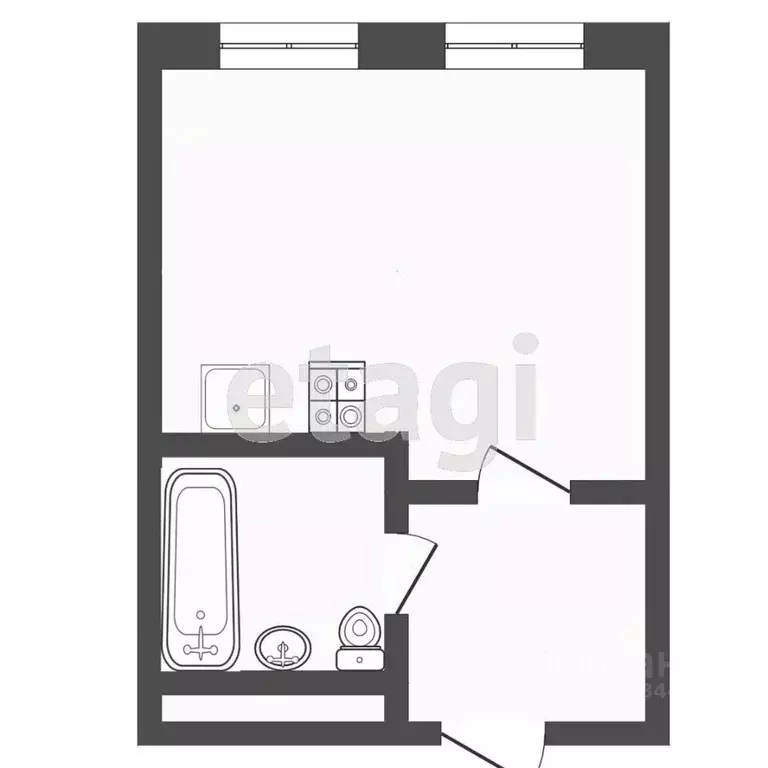 Студия Тюменская область, Тюмень Новгородская ул., 3 (27.0 м) - Фото 1