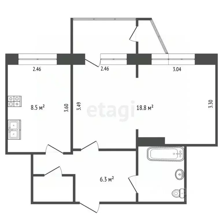 1-к кв. Камчатский край, Елизовский муниципальный округ, пос. ... - Фото 2