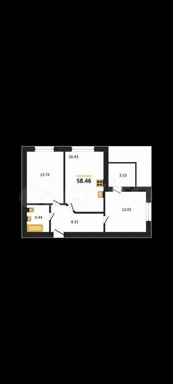2-к. квартира, 58,5 м, 2/8 эт. - Фото 1