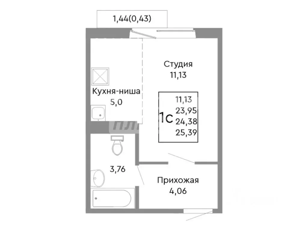 Студия Челябинская область, Челябинск Нефтебазовая ул., 20 (24.38 м) - Фото 2