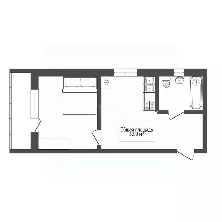 1-к кв. Новосибирская область, Новосибирск ул. Есенина, 12/1 (32.0 м) - Фото 1