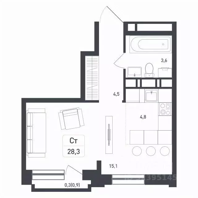 Студия Московская область, Подольск городской округ, д. Борисовка ... - Фото 1