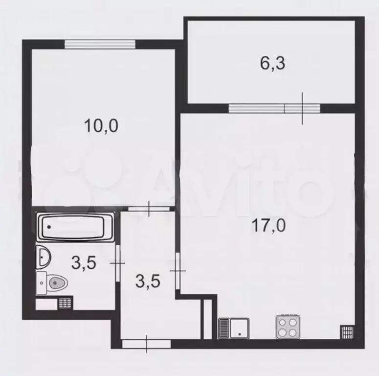 1-к. квартира, 34 м, 4/5 эт. - Фото 0