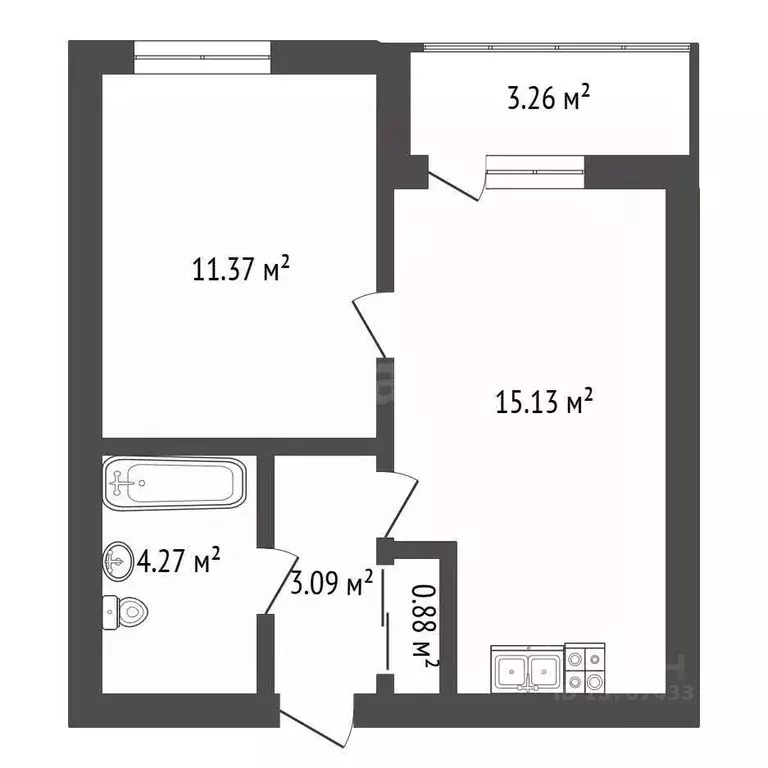 1-к кв. Санкт-Петербург ул. Пейзажная, 4к1 (39.28 м) - Фото 2