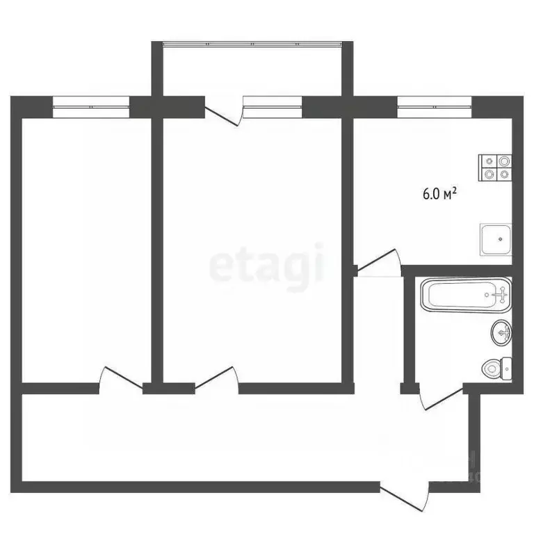 2-к кв. Тюменская область, Тюмень ул. Мельникайте, 103 (42.0 м) - Фото 2