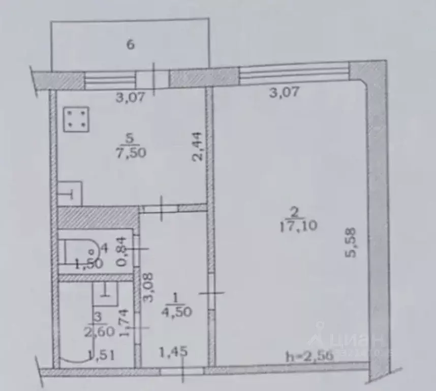 1-к кв. Чувашия, Чебоксары Хузангая ул., 38 (35.9 м) - Фото 2