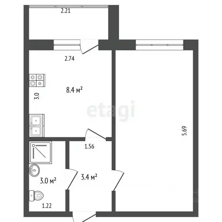 1-к кв. Омская область, Омский район, с. Троицкое ул. Лазаревская, 2 ... - Фото 2