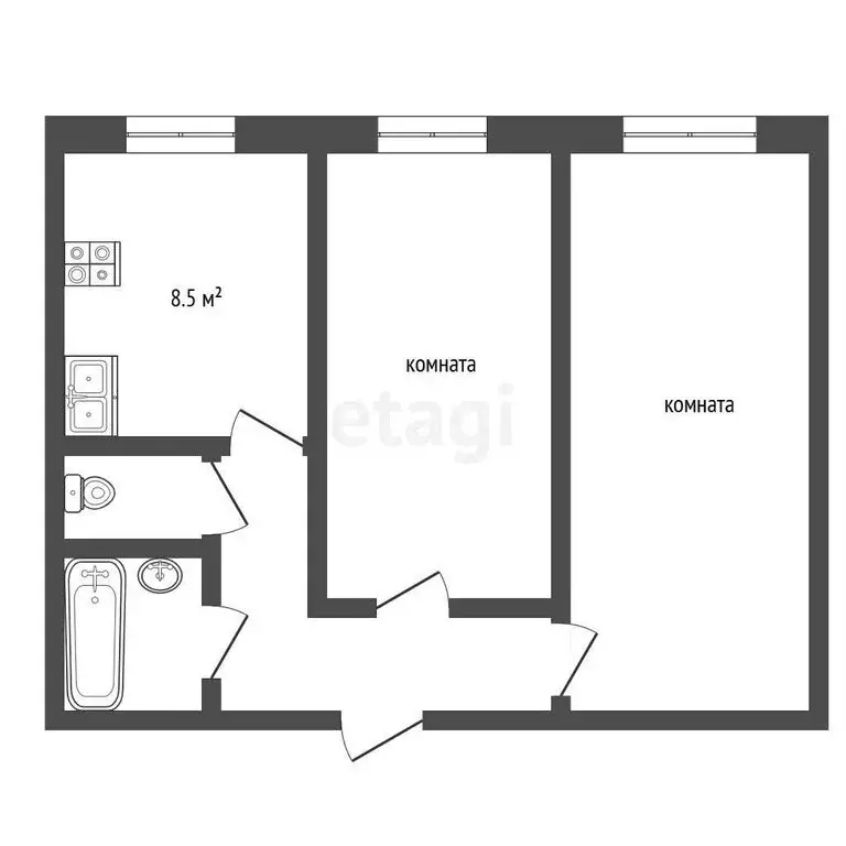 2-комнатная квартира: Рыбинск, улица Максима Горького, 3 (49.9 м) - Фото 1