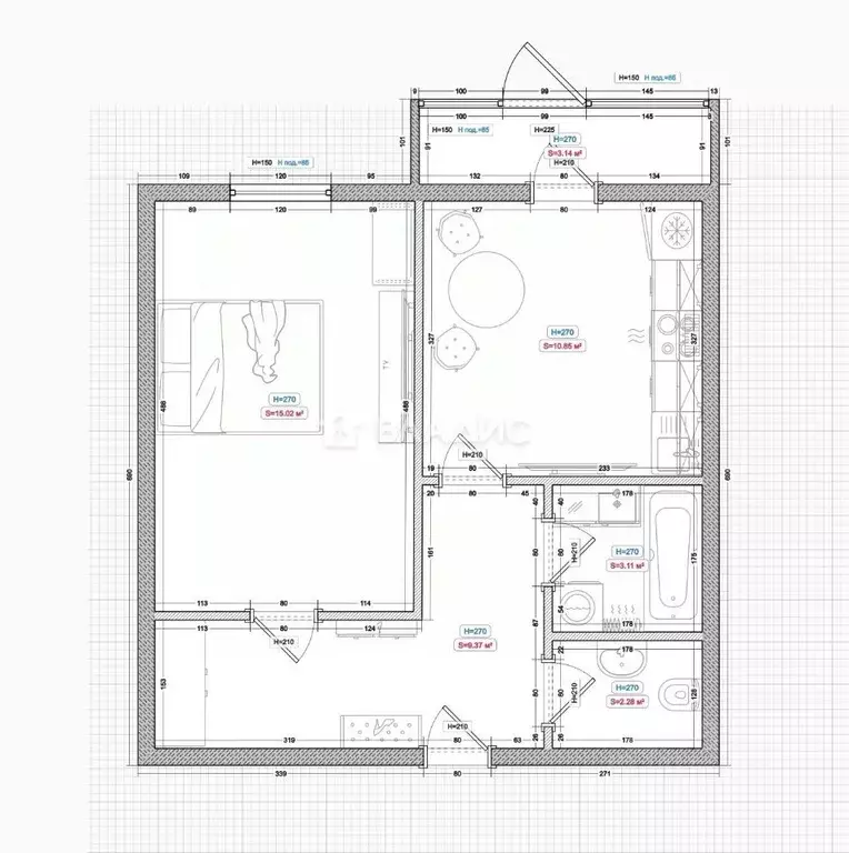 1-к кв. Белгородская область, Белгород ул. Щорса, 45л (41.1 м) - Фото 2